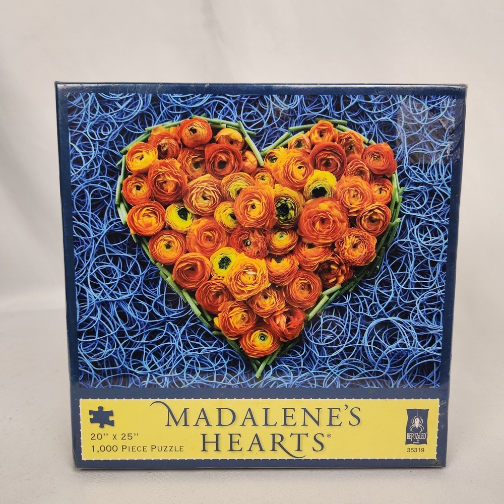 New Sealed Bepuzzled "Madalene's Hearts"‎ 1000 Piece Puzzle 20x25 Colorful Roses